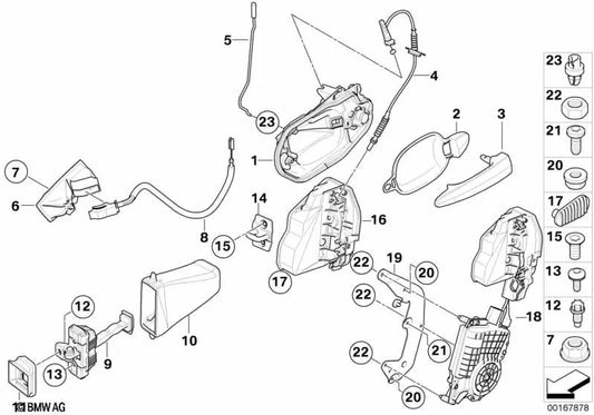 Soporte con cerradura y llave derecha para BMW Serie 5 E60, E60N, E61, E61N (OEM 51217127800). Original BMW.