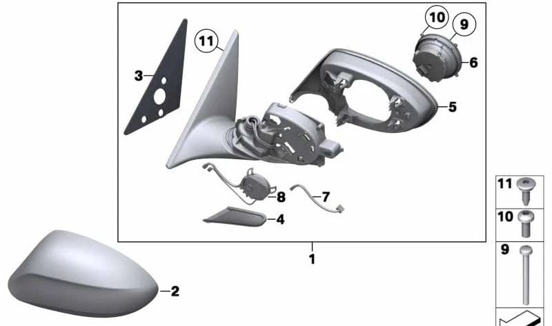 Habitação traseira direita sem aquecimento OEM de vidro 51167281978 para BMW Z4 E89. BMW original.