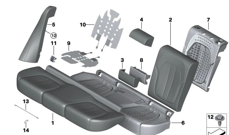 Cojín de Espuma para BMW X6 F96, G06 (OEM 52207443438). Original BMW.