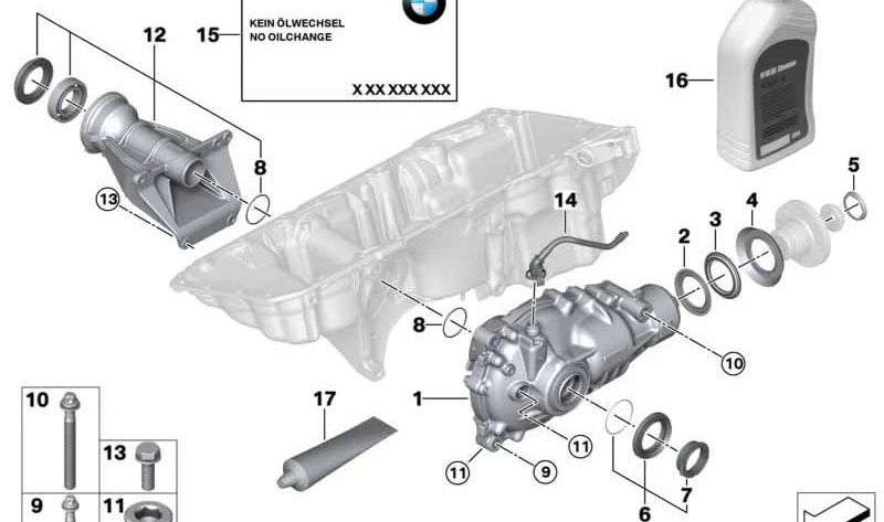 Diferencial delantero (Vorderachsgetriebe) OEM 31508662812 para BMW G07 (X7). Original BMW.