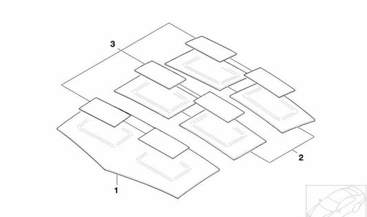 Aislante acústico OEM 51487042897 para BMW F30, F80, G20, G21, F32, F82, E60, E61, E65, E66, F01, F02, F04. Original BMW.