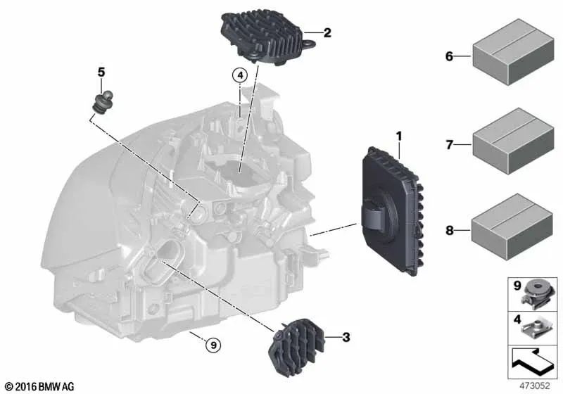 Left LED Indicator Module for BMW F34N (OEM 63117493241). Original BMW.