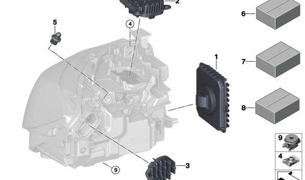 Módulo LED Intermitente Izquierdo OEM 63117493239 para BMW F34 (Serie 3 Gran Turismo). Original BMW.