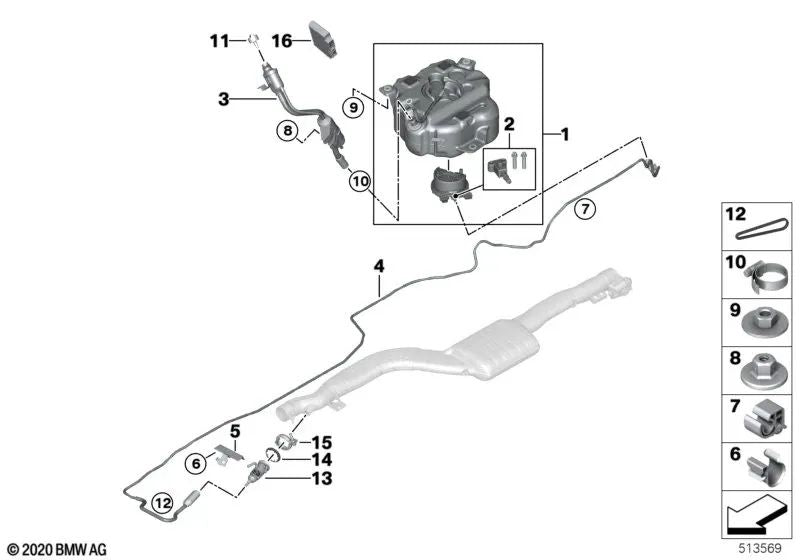 Befüllsystem für BMW Serie 5 G30 (OEM 16197377945). Original BMW.