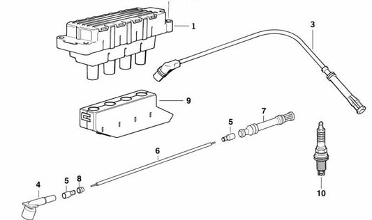 Cable de encendido OEM 12121247364 para BMW E36 (Modelos compatibles: 316i, 318i, M43). Original BMW.