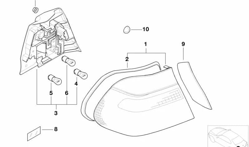 Pilote arrière droit OEM 63218364726 pour BMW E46 (Berlina et tournée). BMW d'origine.