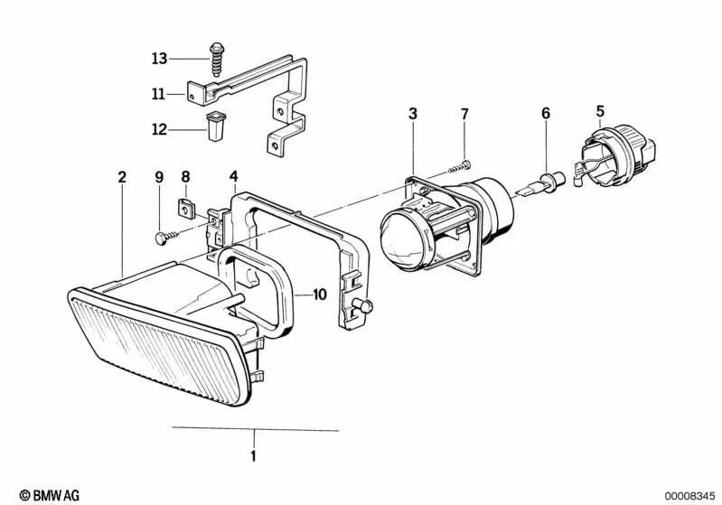 Antiniebla amarillo derecho para BMW Serie 6 E24, Serie 7 E32 (OEM 63171379270). Original BMW.