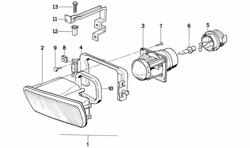 Faros antiniebla izquierdo OEM 63171390879 para BMW E24, E32. Original BMW.