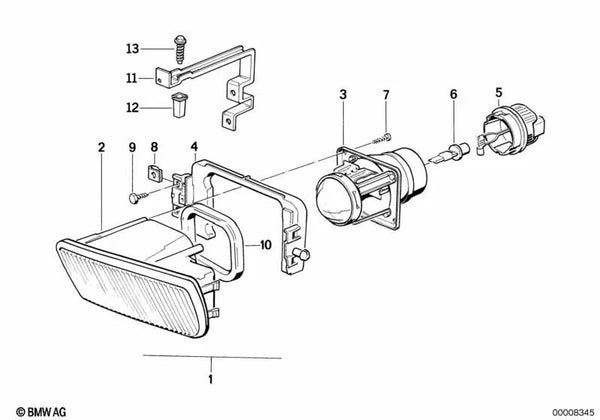 Faros antiniebla derecho para BMW Serie 5 E34 (OEM 63178360940). Original BMW