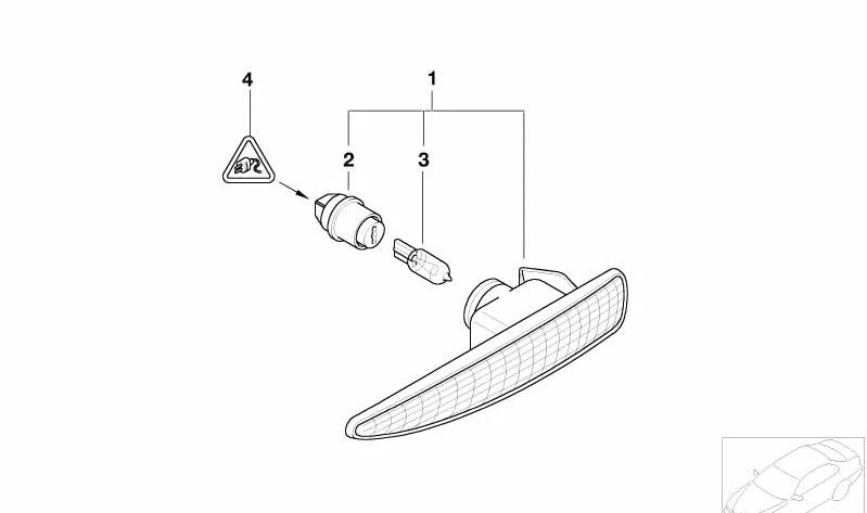 Luz intermitente adicional izquierda para BMW Serie 7 E65, E66 (OEM 63137164755). Original BMW.