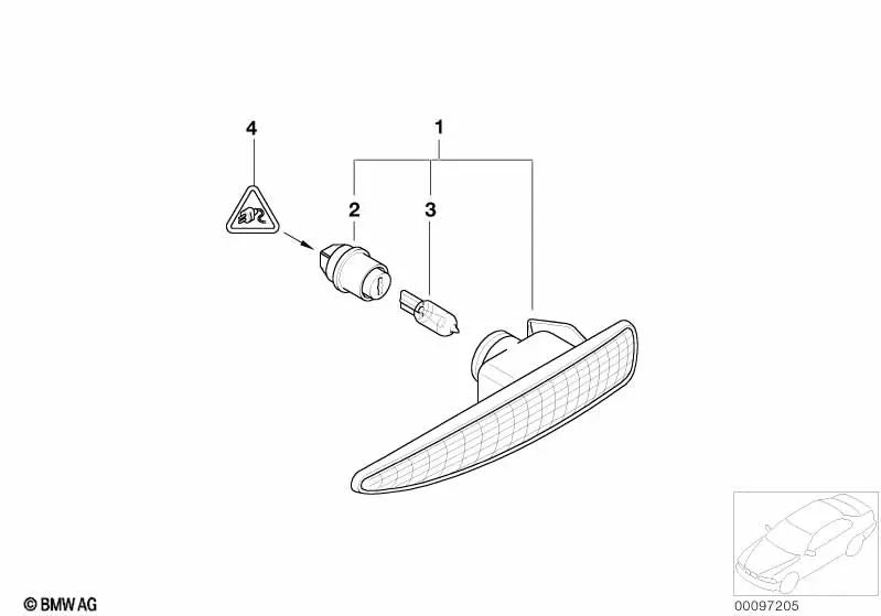 Zusätzliche weiße rechte Blinker für BMW 7er E65, E66 (OEM 63137164758). Original BMW.