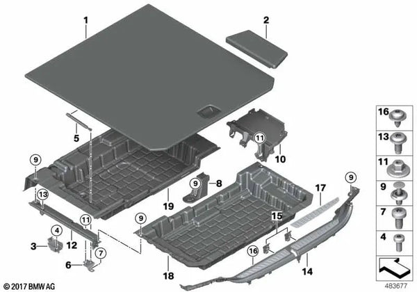 Soporte para estante temporal delantero izquierdo para BMW G32, G32N (OEM 51477469429). Original BMW.