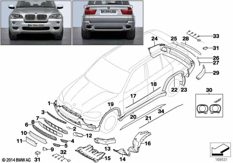 Front Primed Bumper Trim for BMW X5 E70 (OEM 51118037266). Original BMW