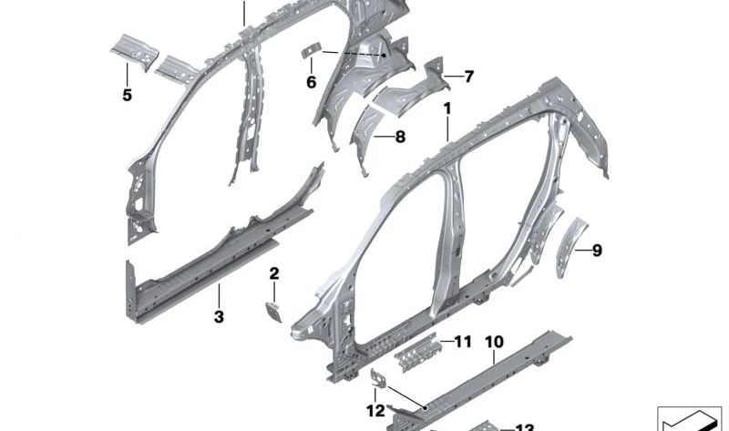 Marco lateral derecho central OEM 41007467308 para BMW F39 (X2). Original BMW.