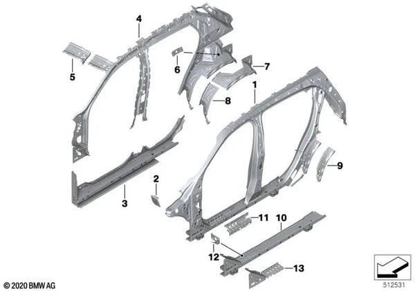 Prolongación del guardabarros izquierdo para BMW F39 (OEM 41007467323). Original BMW