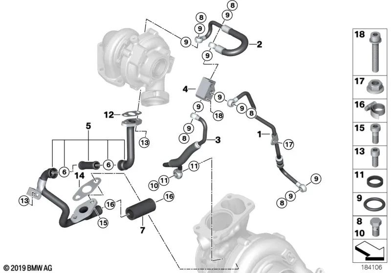 Tubo de retorno para BMW X5 E70, E70N (OEM 11427808154). Original BMW