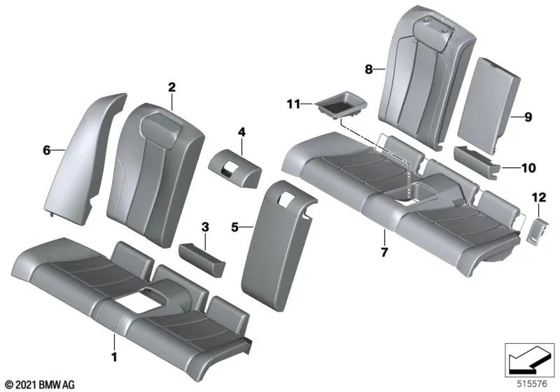 Funda de respaldo de cuero sintético inferior para BMW Serie 2 G42 (OEM 52205A039B0). Original BMW