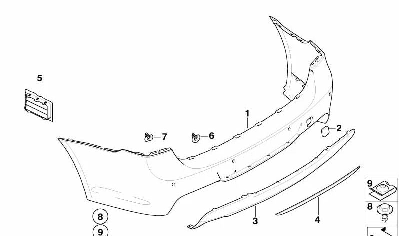 Soporte PDC trasero interior derecho para BMW Serie 3 E91, E91N (OEM 51128041836). Original BMW.