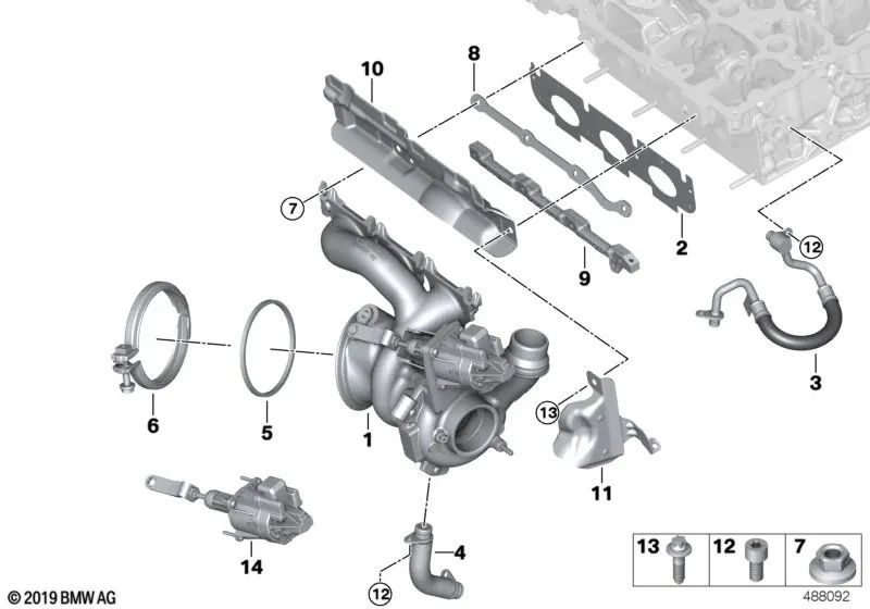 Tubo de retorno de aceite para BMW I12, I12N, I15 (OEM 11427625155). Original BMW