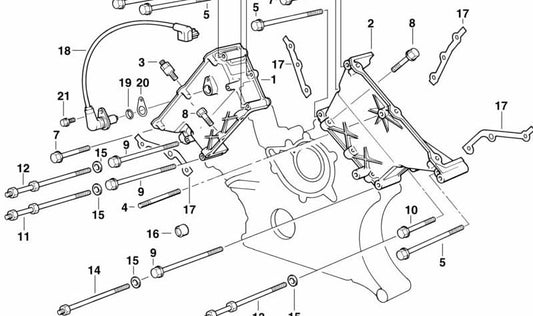 Tapa superior de la cadena de distribución OEM 11141747597 para BMW E38, E31. Original BMW.