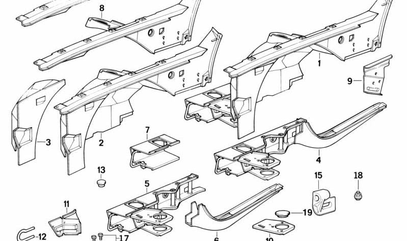 Teilabschnitt Motorträger links für BMW 5er E34, 7er E32 (OEM 41111978187). Original BMW