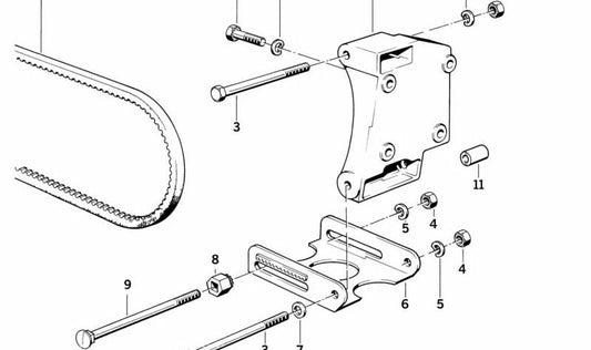 Soporte compresor de aire acondicionado OEM 64551721586 para BMW E30, E34. Original BMW.