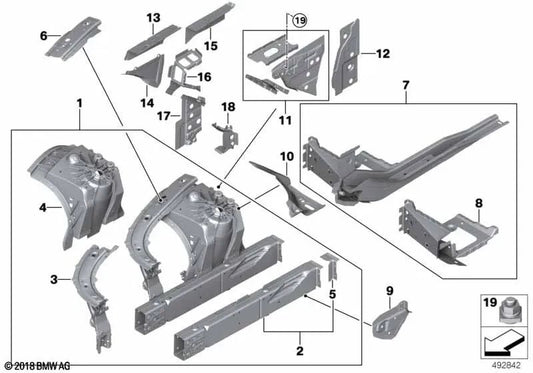 Pilar A interior izquierdo para BMW F91, F92, F93, G14, G15, G16 (OEM 41007496829). Original BMW.