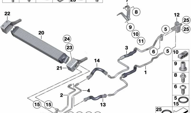 Soporte Enfriador de Aceite para BMW F06, F01N, F02N (OEM 17217980106). Original BMW