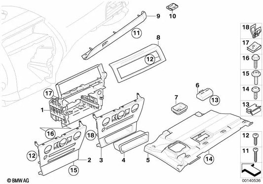 Portador funcional del tablero de instrumentos para BMW Serie 6 E63, E63N, E64, E64N (OEM 51459137663). Original BMW