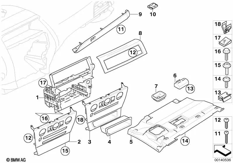 Decoración de rejilla de ventilación central para BMW E63, E64 (OEM 64227076023). Original BMW.