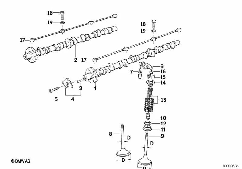 Válvula de admisión con medida de vástago +0,2mm para BMW E30, E36, E34, E32, E31 (OEM 11341727360). Original BMW