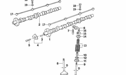 Válvula de admisión con eje para BMW E30, E36, E34, E32, E31 (OEM 11341727359). Original BMW