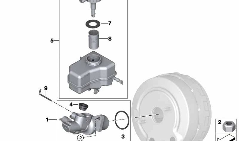 Cilindro Maestro de Freno para BMW E82, E90, E92, E93 (OEM 34312283533). Original BMW