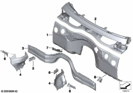 Pared delantera para BMW E81, E82, E87, E88, E90, E91, E92, E93, E84 (OEM 41137152823). Original BMW.