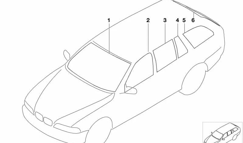 Luneta trasera verde para BMW Serie 5 E39 (OEM 51318195351). Original BMW