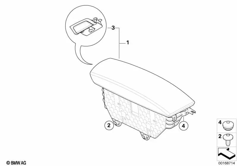 Front Center Right Armrest for BMW X5 E70, E70N X6 Series E71 (OEM 51169186892). Original BMW.