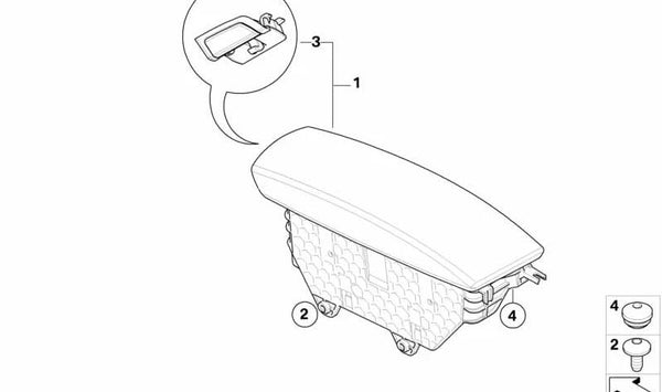 Apoyabrazos delantero medio derecho para BMW X5 E70, E71 (OEM 51169186888). Original BMW