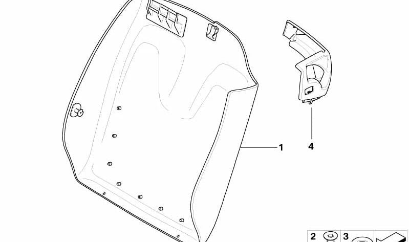 Pared trasera con bolsillo de red izquierda para BMW E93N (OEM 52107258747). Original BMW.