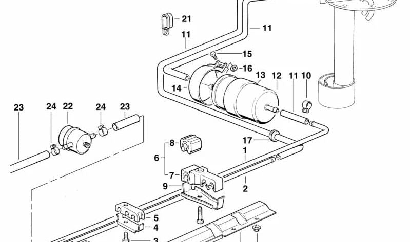 Soporte para BMW Serie 5 E34, Serie 7 E32 (OEM 16121179033). Original BMW