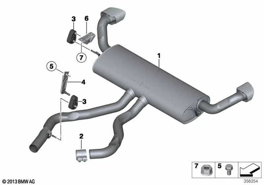 Silenciador trasero Embellecedor de tubo de escape Look Aluminio para BMW F15 (OEM 18308576904). Original BMW