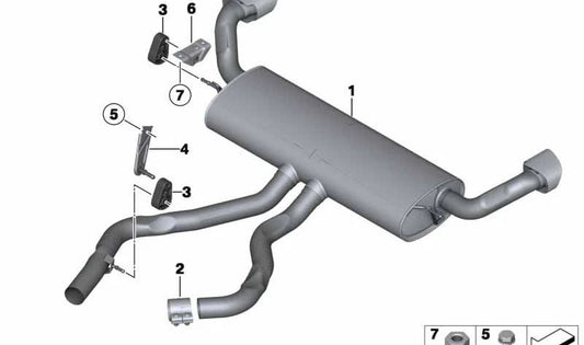 Silenciador Trasero para BMW X5 F15, X6 F16 (OEM 18308572498). Original BMW