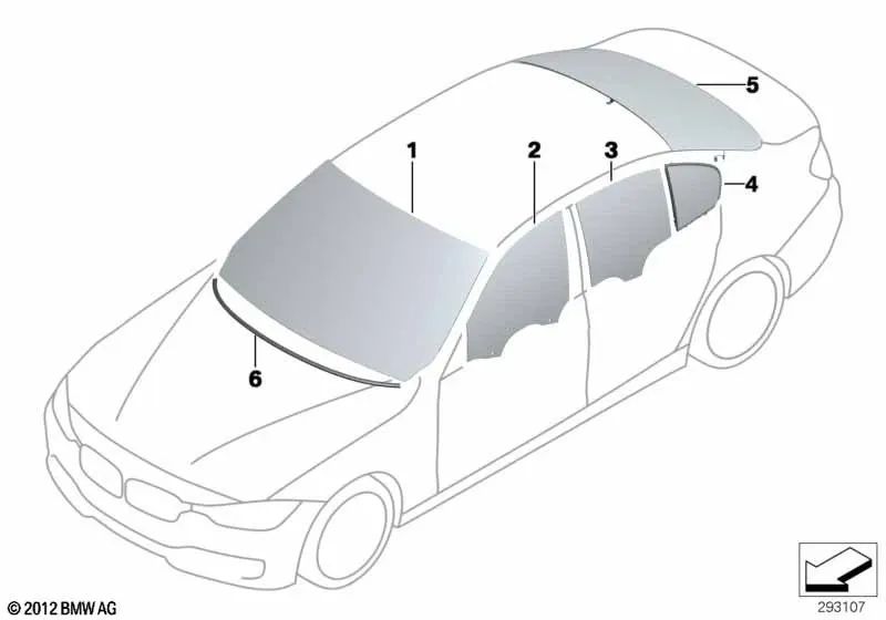 Heckscheibe für BMW 3er F30, F80 (OEM 51317258175). Original BMW