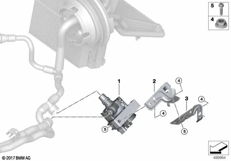 Bomba adicional de refrigerante para BMW Serie 1 F40, F52 Serie 2 F44, F45N, F46N X1 F48, F48N, F49N X2 F39 MINI F54, F54N, F55, F55N, F56, F56N, F57, F57N, F60, F60N (OEM 11519470972). Original BMW.