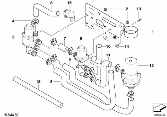 Bomba de agua adicional de almacenamiento de calor latente para BMW Serie 5 E39 (OEM 64128391554). Original BMW.