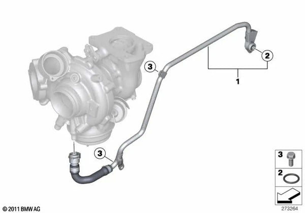 Tubo de Refrigerante de Suministro para BMW F30, F31, F34, F32, F33, F36, F07, F10, F11, F06, F12, F13, F01N, F25, F26 (OEM 11538516591). Original BMW