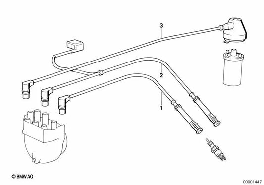 Cable de encendido para BMW E30, E34 (OEM 12121710632). Original BMW