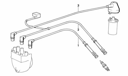 Ignition cable for BMW 3 Series E30, 5 Series E34 (OEM 12121710634). Original BMW