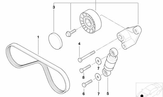 Correa -Tensor mit OEM -Hebel 11281407974 für BMW E52. Original BMW.