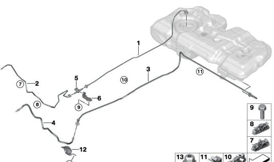 Tubo de combustível OEM 16129894834 para BMW Series 1 (U06). BMW original