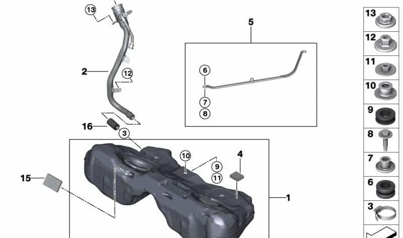 OEM Plastic Fuel Tank 16119424200 pour BMW G14, G15. BMW d'origine.